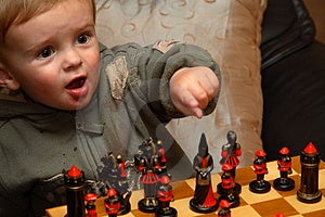 boy playing chess