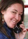 Girl on a public phone