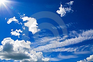 Stock Image - Cumulus clouds in blue sky