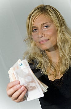 Blond Woman With Money Royalty Free Stock Photos - Image: 2025588