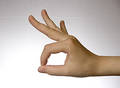 Hand over white