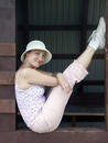 Girl in white hat