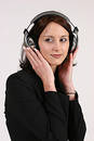 Businesswoman listening to her favorite music