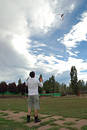 Boy playing with kite