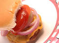 Cheeseburger with condiments