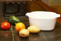 Vegetables on kitchen counter