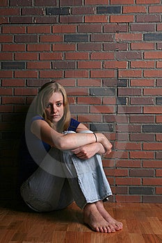 Woman Sitting With Knees Up Royalty Free Stock Photo - Image: 6345195