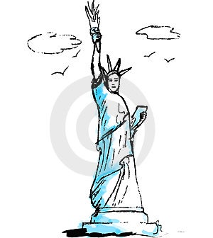 Estatua de, ilustraciones, Estados Unidos de América, a nosotros,, unido Estados de, estatua.