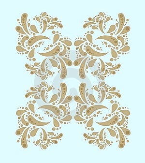 Dekorativní ornamentální prvek rám, vzor, v hnědý a bledý modrý.