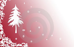 Červená vianočné karty s vianočný stromček a snehové vločky.