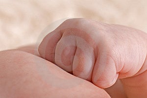 Close up del bambino mano appoggiata sul petto.