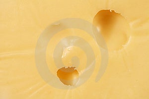 Detallado de una pieza de suizo queso.