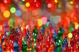 Makro snímky farebné vianočné svetlá krátke hĺbka poľa vytvoriť atmosféru.