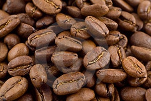 Kávové zrná,,, kolumbijský káva fazuľa.