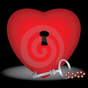 Illustrazione di chiave per sbloccare cuore.