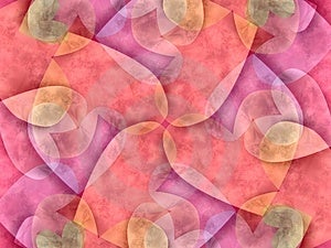 Una texture pattern di sfondo di cuori rosa, viola, rosso e oro, i colori.