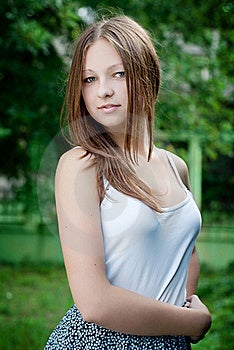 Young Model Portrait On Green Background. Royalty Free Stock ...