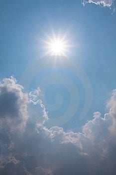 Blue sky with clouds and sun Stock Photos Blue sky with clouds and sun Stock Photos