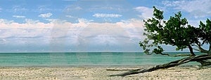 Pokojné pláže v Cubas Atlantiku, veľmi blízko od miesta, kde Colombus objavil ostrov.