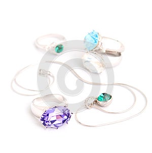 Jewelry on white background isolated Royalty Free Stock Photography Jewelry on white background isolated Royalty Free Stock Photography