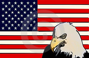 Americano bandera águila estilizado  dibujo.