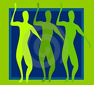 Abstracto ilustraciones de grupo de verde colocar sobre el azul verde losas.