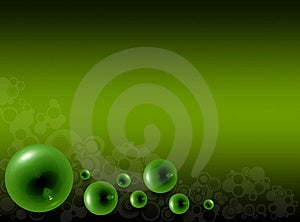 Verde di bolle di vetro su uno sfondo verde scuro.