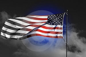 Americká vlajka v čiernej a bielej, s zvýraznenie farby, jedinečné! 