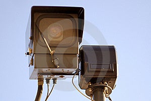 Detailní pohled CCTV kamery zachytil v Londýně.
