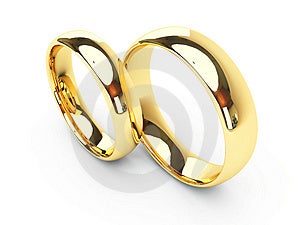 3d izolované zlaté snubné prstene.