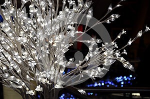 White bush with glowing lights. White bush with glowing lights.
