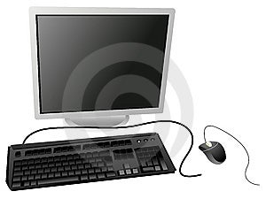Počítačový systém na bílém pozadí.