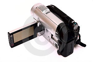 Video kamera izolované na bielom pozadí.